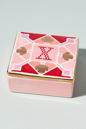 Anthropologie Quilted Monogram Trinket Box