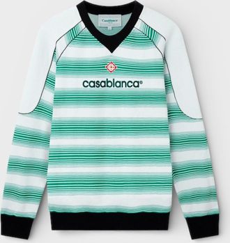 Casablanca Mens Interlock Sweatshirt Gradient Stripe Green Polycotton - Size X-Small