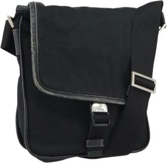 Prada Pre-owned Cross Body Bags, female, Black, Size: ONE SIZE Pre-owned Nylon Cross Body Bag