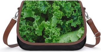 Generic Kale Leaf Crossbody Bag Womens Handbag PU Message Bags Shoulder Purse with Adjustable Strap