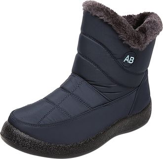 Generic Snow Boots Womens Lined Half Height Winter Boots Winter Warm Ankle Boots Non-Slip Flat Winter Shoes Outdoor Snow Boots Lightweight Winter Boots Warm M