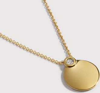 Monica Vinader Gold Diamond Round Chain Necklace Lab Grown Diamond