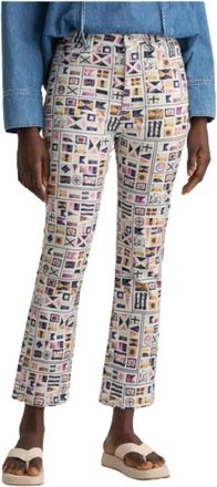 GANT Printed Flag Flare Jeans - Dames - Regular Fit Jeans - Veelkleurig - W30 - Katoen - Jeans