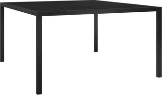 vidaXL Mesa de jardín de acero y vidrio negra 130x130x72 cm Vidaxl