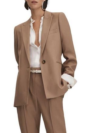 Reiss Wren One-Button Blazer in Mink Neutral at Nordstrom Rack, Size 4