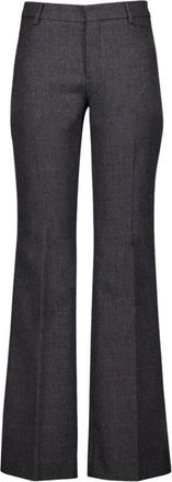 Ami Grijze Flared Wollen Broek - Dames - Wijde Broeken - Grijs - 2XL - Wol - Broeken