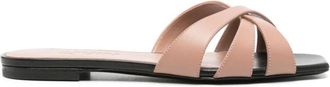 3Juin Gevlochten Leren Slippers - Dames - Sandalen - Beige - 37 EU - Leer - Schoenen