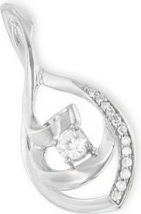 House of Brilliance 10K White Gold 1/4 Cttw Round Diamond Spiral Link 18 Pendant Necklace at Nordstrom