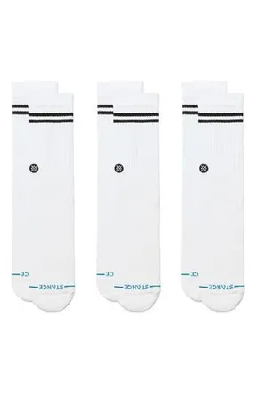 Stance Core 3-Pack Crew Socks in White at Nordstrom Rack, Size Medium
