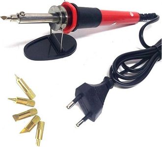 Trade Shop Trade Shop - Incisore Elettrico 30 W Incisione Scritte Legno Sughero Saldatore 5 Punte Stilo