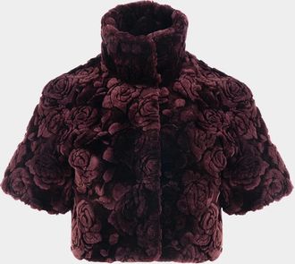 Gorski Select Rose-Print Shearling Bolero