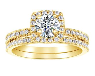 Pompeii3 5/8Ct Diamond Halo Engagement Ring Set in White, Rose, Yellow Gold, or Platinum