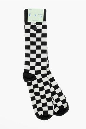 Off-white Katoenmix HAND OF CHECK Mid Sokken in Zwart & Wit
