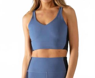 Glyder Fusion Sculpt Rib Bra In Washed Blue/navy