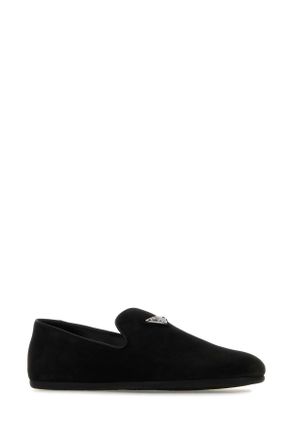Prada Mens Black Suede Loafers Nero Mocassini