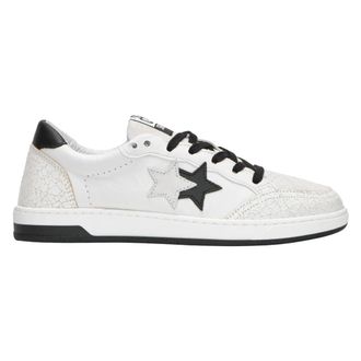 2Star 2Star, Schoenen, Heren, Wit, 40 EU, Leer, Witte Leren Sneakers met Zwarte Details