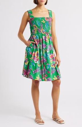 Beach Lunch Lounge Alice Tiered Sundress in Teal Garden at Nordstrom Rack, Size Medium