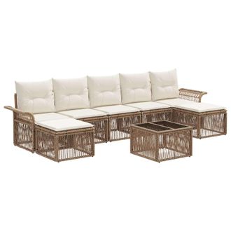 vidaXL Conjunto De Sof&aacute;s De Jard&iacute;n 8 Pcs Beige Rat&aacute;n Sint&eacute;tico Vidaxl
