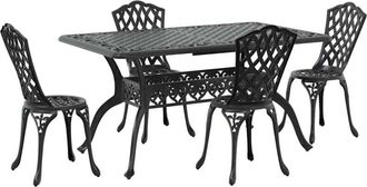 vidaXL Garden Dining Set 5 pcs Black Aluminium vidaXL