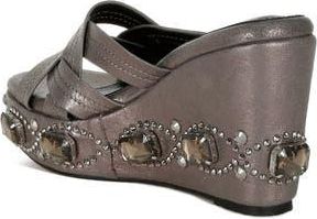 London Rag Blistronic Platform Wedge Sandal in Pewter at Nordstrom Rack, Size 10