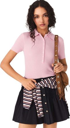 Maje Polo collar ribbed sweater in Pink at Nordstrom, Size X-Small