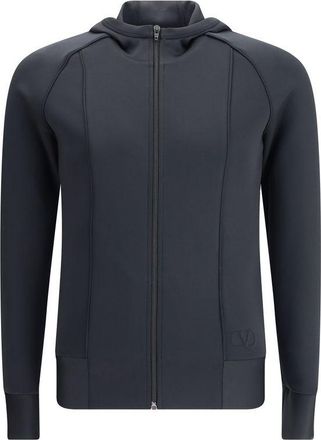 Valentino Mens Hoodie Fullzip Long Sleeves - Dark Grey - Size Large
