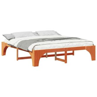 Berkfield Home Stylish Floor Bed Frame with Storage Brown 200 x 200 cm Solid pin