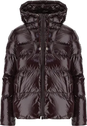 Pinko Glossy Quilted Down Coat with Adjustable Hood