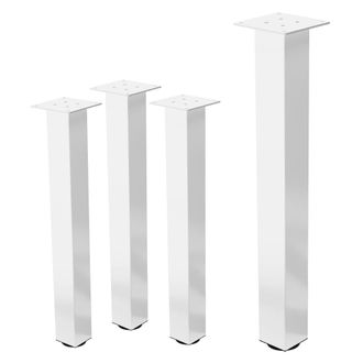 ML Design Set 4x patas de mesa 72 cm regulables de acero 8x8 cm blanco brillante