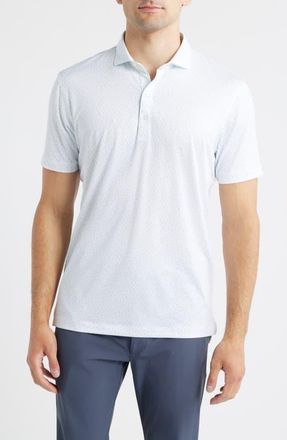 Johnnie-O Marina Palm Tree Print Performance Jersey Polo in Maliblu at Nordstrom, Size Xx-Large