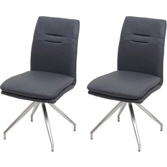 Hhg Nunca Usado] Juego De 2 Sillas De Comedor Hhg 922, Silla De Cocina Sill&oacute;n Silla, Tela/textil Acero Inoxidable Cepillado, Gris Oscuro