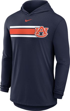 Nike Auburn Primetime Pattern Nike Mens Dri-FIT College Long-Sleeve Hooded T-Shirt in Blue | 01NB41SAUN-CZH