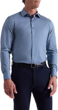 Bugatchi Jules OoohCotton Geo Print Button-Up Shirt in Teal at Nordstrom Rack, Size Xx-Large