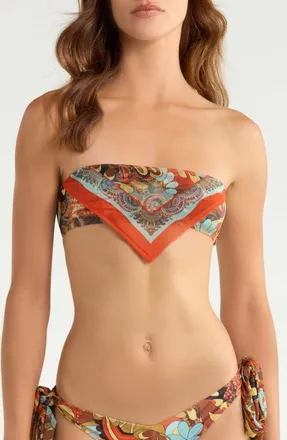 Jaded London Scarf Print Bikini Top in Orange at Nordstrom, Size 12