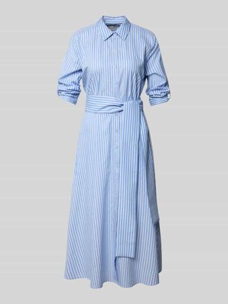 Milano Milano Italy Hemdblusenkleid aus Baumwoll-Viskose-Mix mit Bindeg&uuml;rtel in Hellblau, Gr&ouml;&szlig;e 36