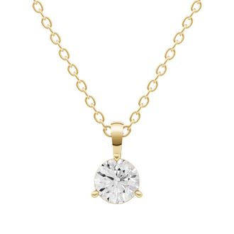 Diamond2Deal 14K Yellow Gold 3 Ct Lab Grown Diamond Solitaire Pendant Necklace