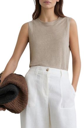 Reiss Amy Linen Tank in Stone Neutral at Nordstrom, Size X-Large