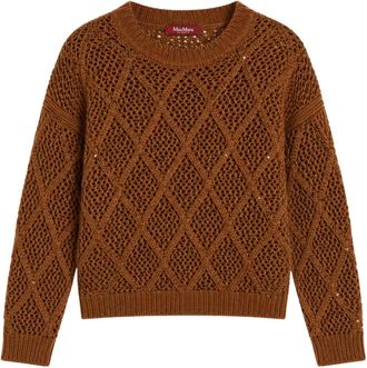 Max Mara Truien & Vesten, Dames, Bruin, M, Wol, Ellade Ronde Hals Trui