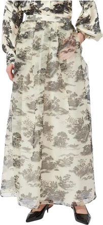 Max Mara Rokken, Dames, Zwart, M, Chiffon, Gedrukte Zijde Chiffon Maxirok