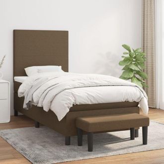 vidaXL Vidaxl - Cama Box Spring Con Colch&oacute;n Tela Marr&oacute;n Oscuro 80x200 Cm