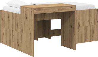 vidaXL Cama Alta Para Ni&ntilde;os Con Escritorio Roble Artisan Vidaxl