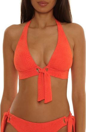 Trina Turk Golden Oasis Jacquard Bikini Top in Heat at Nordstrom, Size 12