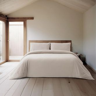Casa da Laura Funda n&oacute;rdica geom&eacute;trico 100% algod&oacute;n marr&oacute;n cama 105 cm (180 x 220 cm