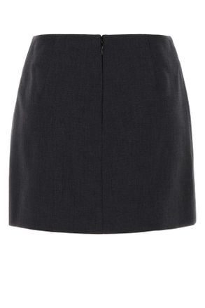 Bottega Veneta Womens Graphite Cotton Blend Mini Skirt Antracite Gonne