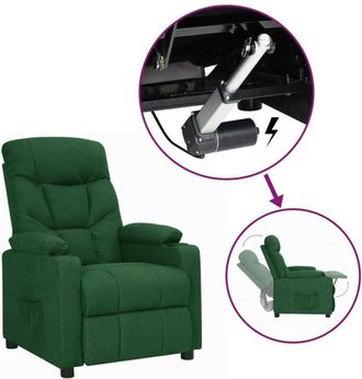 vidaXL Sill&oacute;n Elevable Tela Verde Oscuro Vidaxl