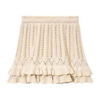 Isabel Marant Short Skirts, female, Beige, Size: M Neves Short Frilly Knit Skirt