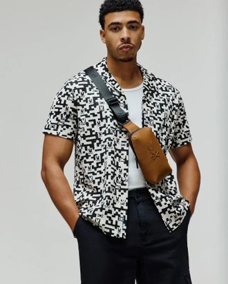 Psycho Bunny Mens Josh Jacquard Shirt 001 BLACK / XXXL