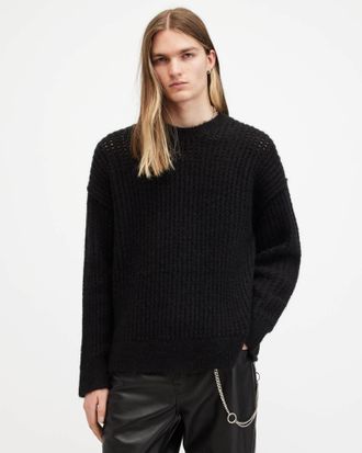 AllSaints Polyester Harlen Crew Neck Relaxed Fit Jumper, Size: XXL