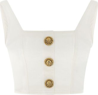 Balmain Button Top Tops White