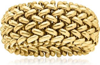 Ross-Simons Italian 14kt Yellow Gold Beaded Mesh Ring